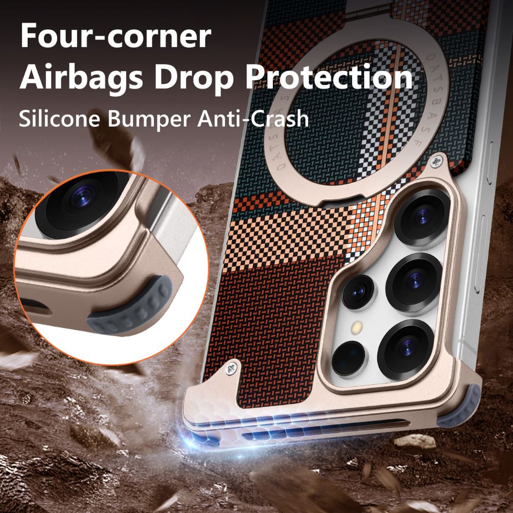 Real Aramid Fiber Cases With Magsafe Rotating Kickstand For Samsung