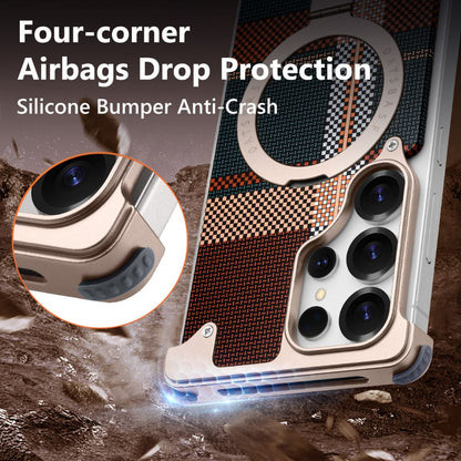 Real Aramid Fiber Cases With Magsafe Rotating Kickstand For Samsung