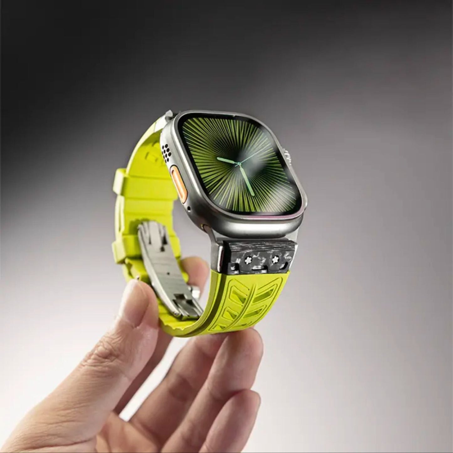 Luxury FKM Silicone Strap With Titanium Buckle For Apple Watch