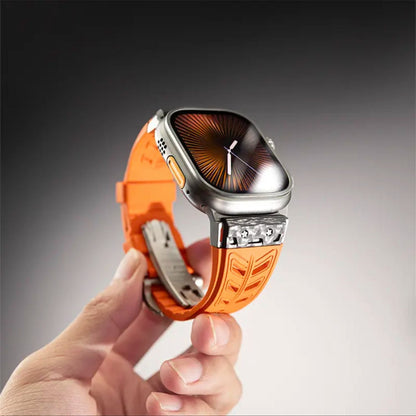 Luxury FKM Silicone Strap With Titanium Buckle For Apple Watch