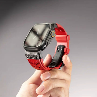 Luxury FKM Silicone Strap With Titanium Buckle For Apple Watch