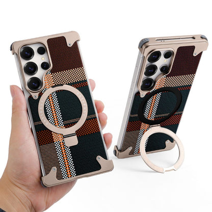 Real Aramid Fiber Cases With Magsafe Rotating Kickstand For Samsung