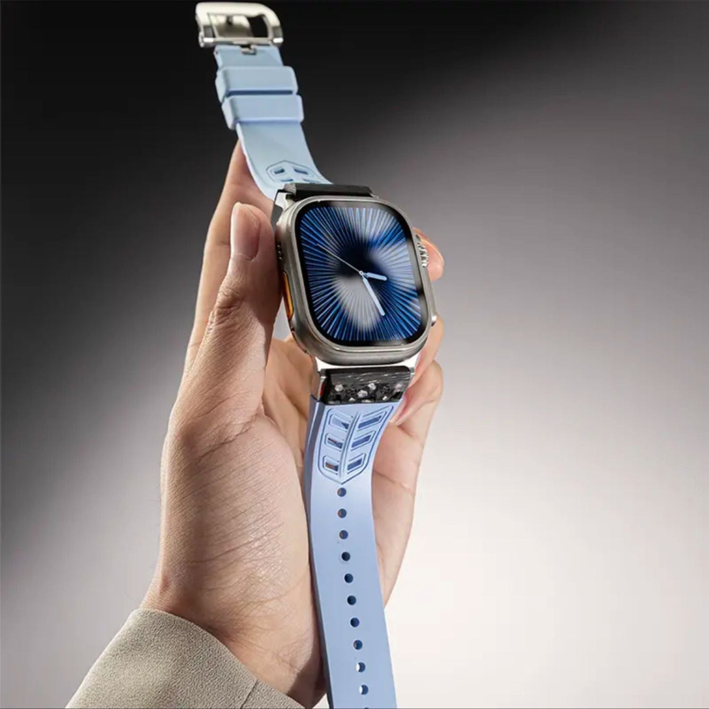 Luxury FKM Silicone Strap With Titanium Buckle For Apple Watch