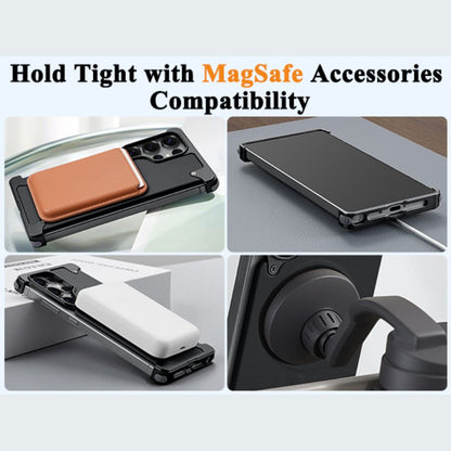 Luxury Metal Bumper Leather Case With Magsafe For Samsung