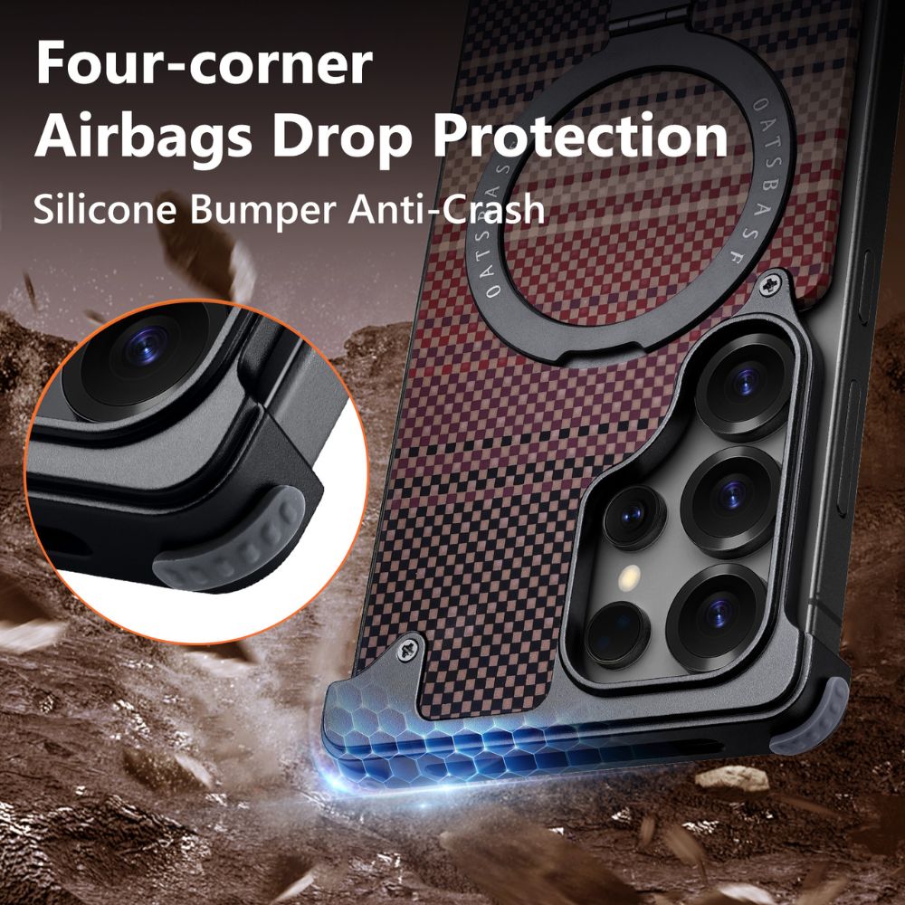 Real Aramid Fiber Cases With Magsafe Rotating Kickstand For Samsung