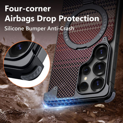 Real Aramid Fiber Cases With Magsafe Rotating Kickstand For Samsung