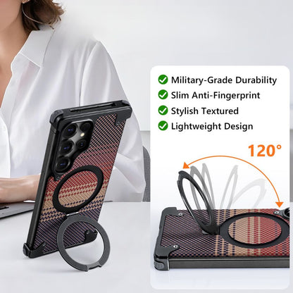 Real Aramid Fiber Cases With Magsafe Rotating Kickstand For Samsung