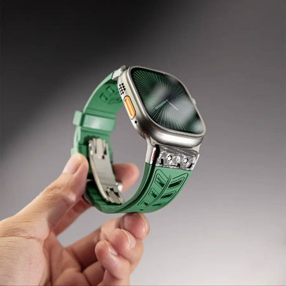 Luxury FKM Silicone Strap With Titanium Buckle For Apple Watch
