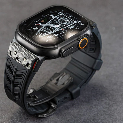 Luxury FKM Silicone Strap With Titanium Buckle For Apple Watch