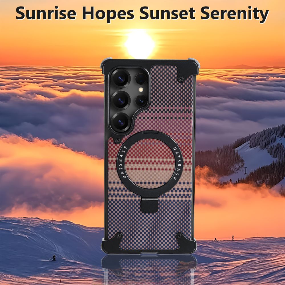 Real Aramid Fiber Cases With Magsafe Rotating Kickstand For Samsung