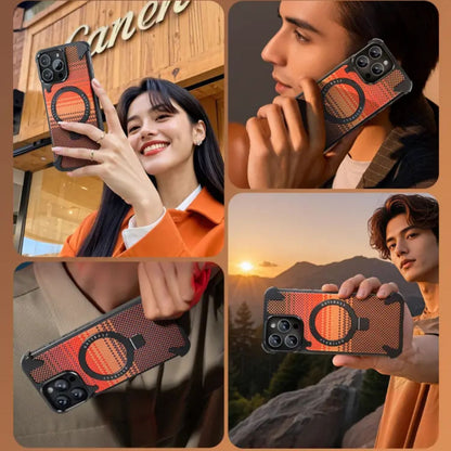 Real Aramid Fiber Cases With Magsafe Rotating Kickstand For iPhones