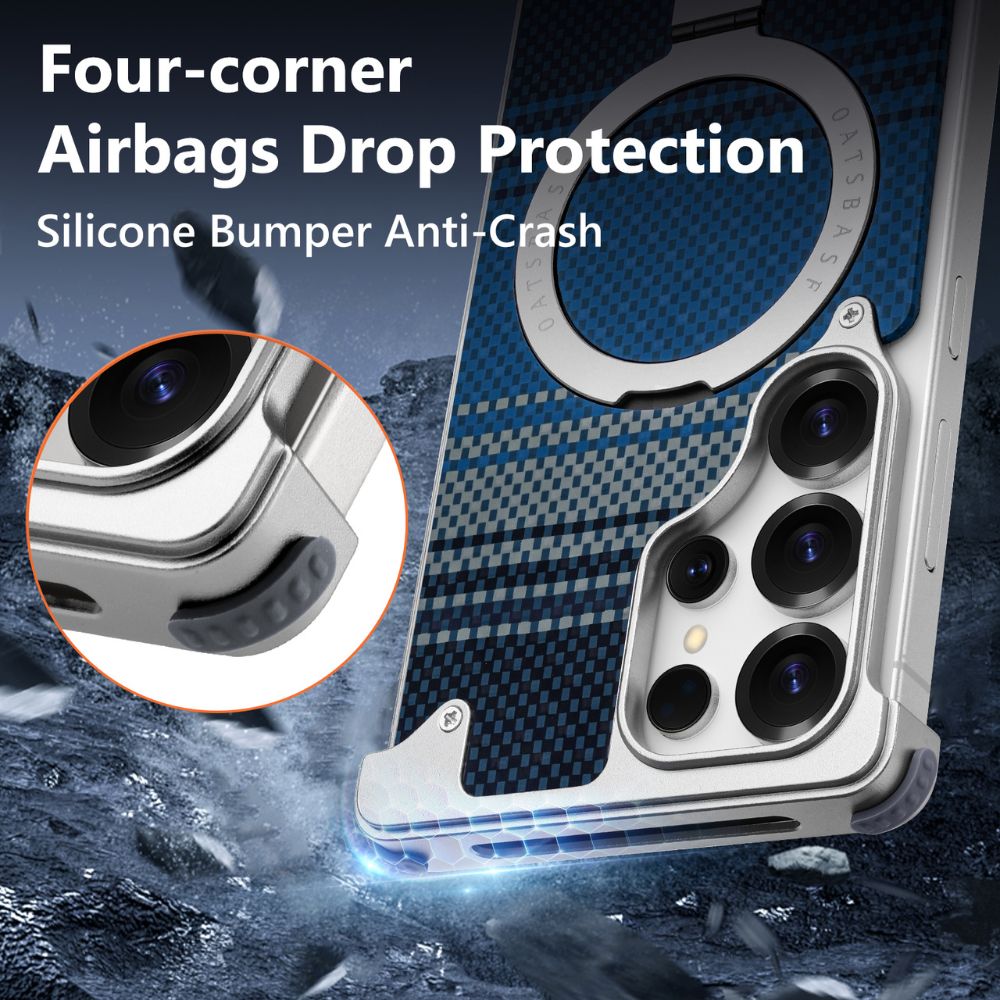 Real Aramid Fiber Cases With Magsafe Rotating Kickstand For Samsung