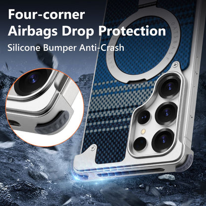 Real Aramid Fiber Cases With Magsafe Rotating Kickstand For Samsung