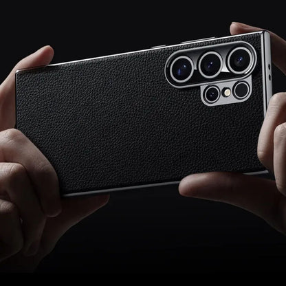 Premium Leather Case With Electroplating Sides For Samsung