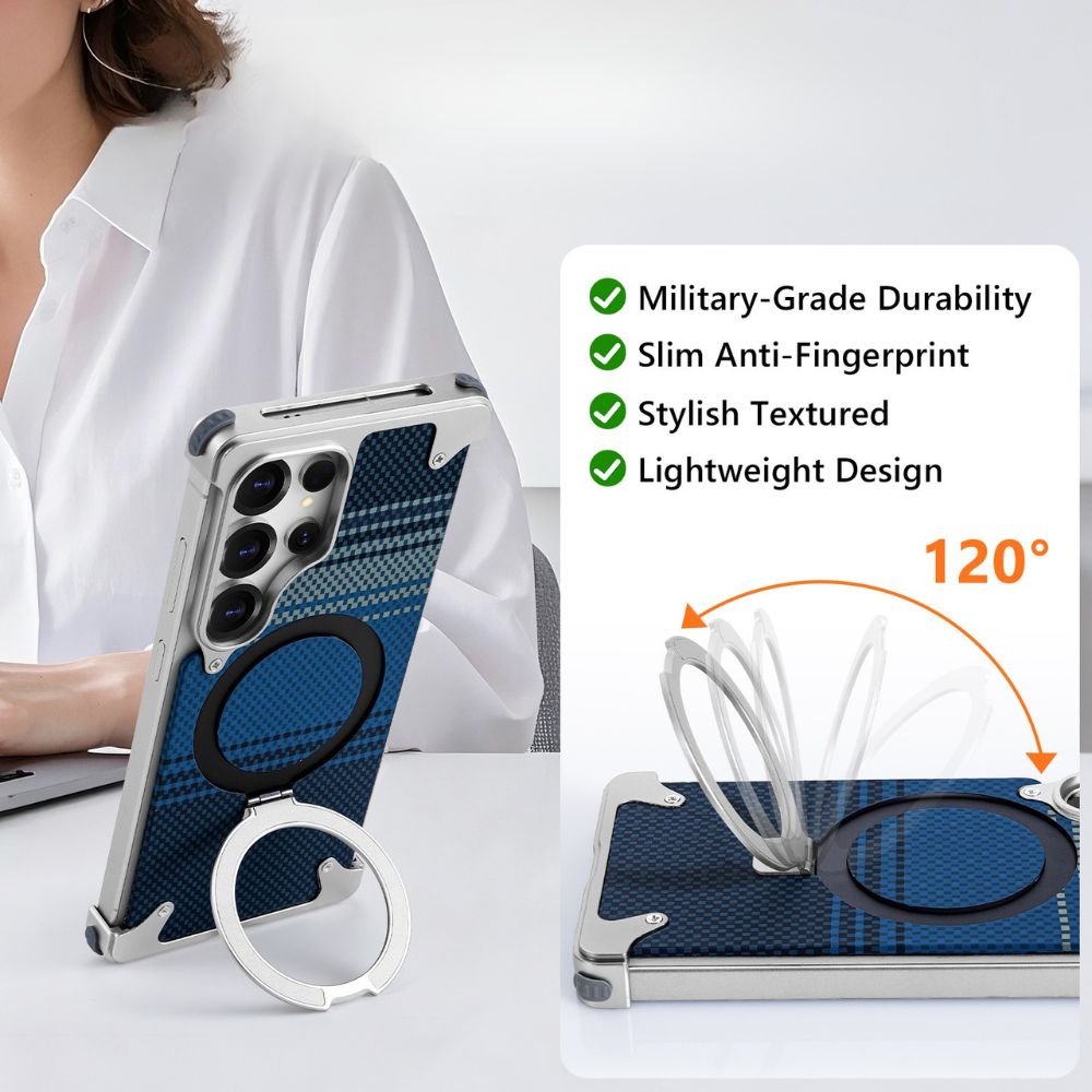 Real Aramid Fiber Cases With Magsafe Rotating Kickstand For Samsung
