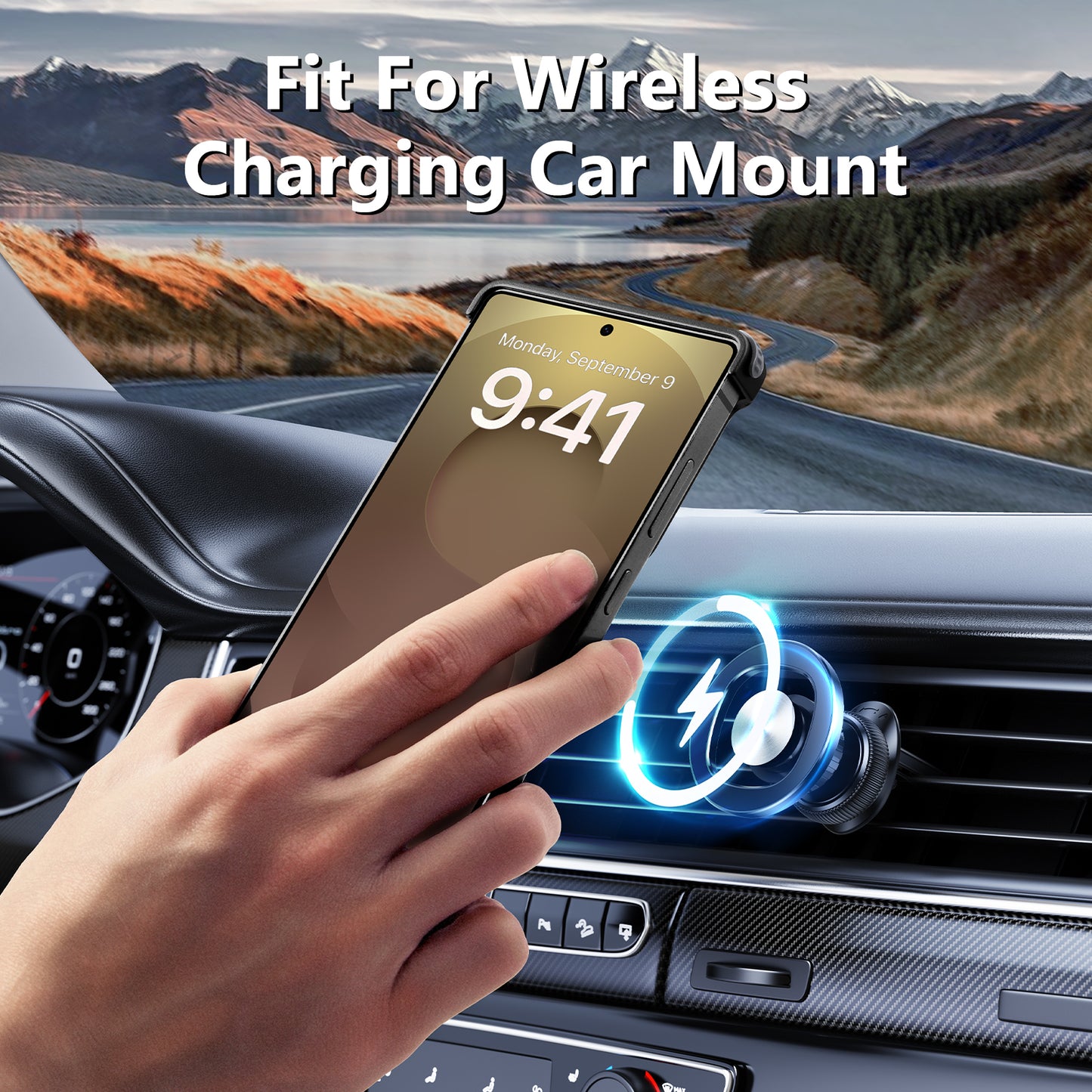 Luxury Metal Ring Bumper Leather Case With Magsafe For Samsung