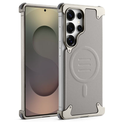 Luxury Metal Bumper Leather Case With Magsafe For Samsung