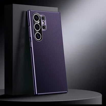 Premium Leather Case With Electroplating Sides For Samsung