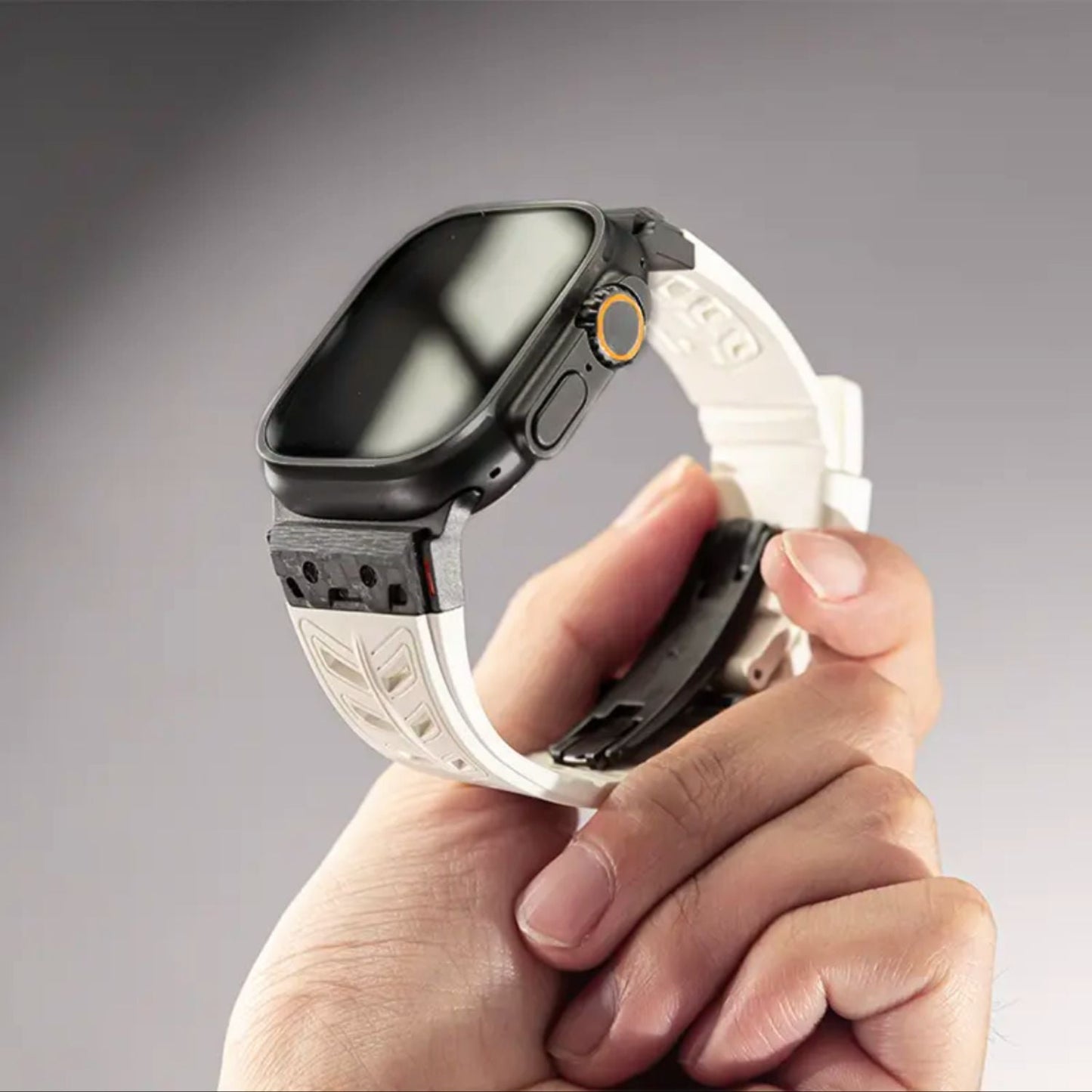 Luxury FKM Silicone Strap With Titanium Buckle For Apple Watch