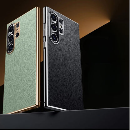 Premium Leather Case With Electroplating Sides For Samsung