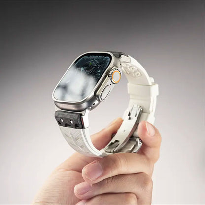 Luxury FKM Silicone Strap With Titanium Buckle For Apple Watch