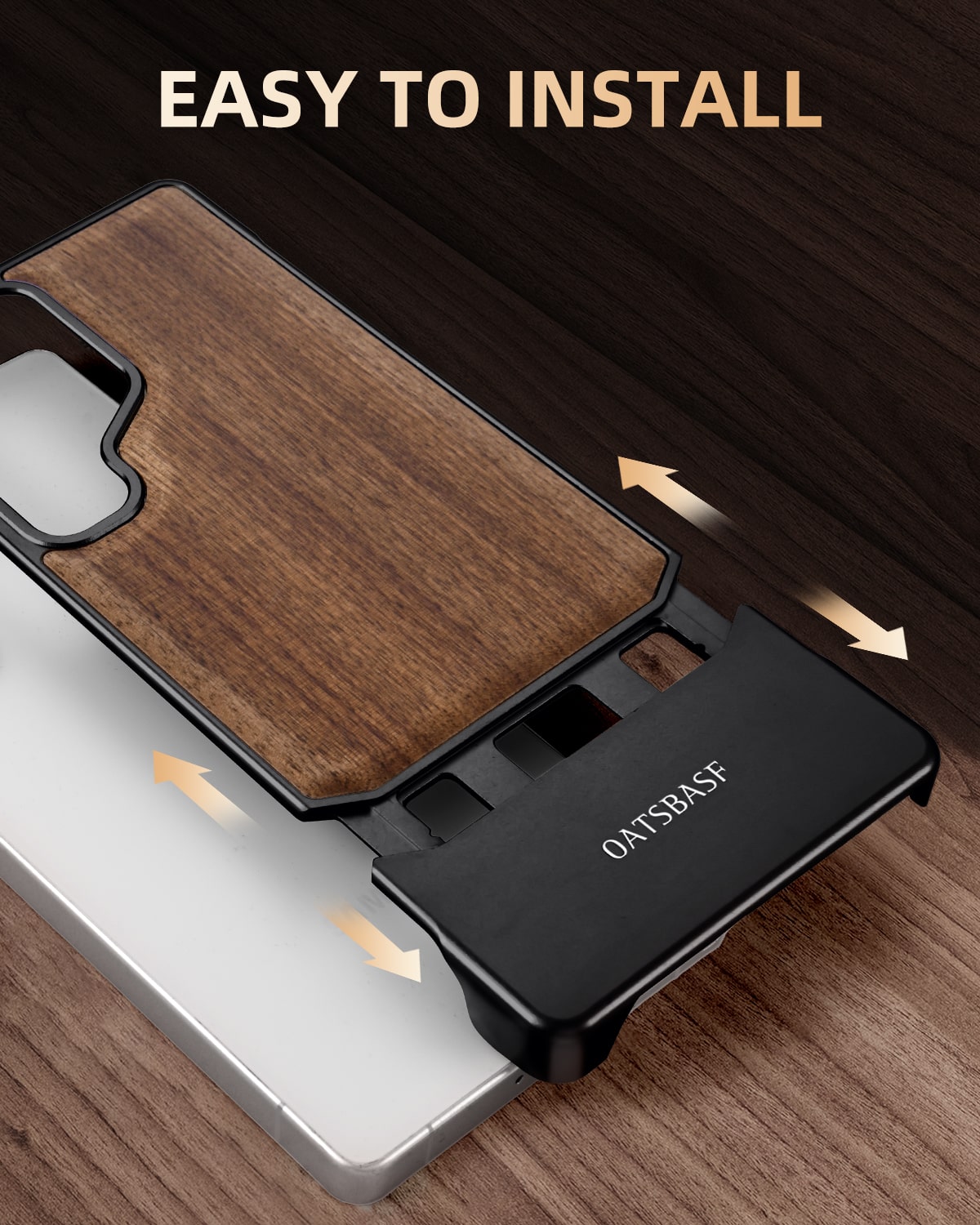 Walnut Wood Aluminum Alloy MagneticFrameless Case For Samsung