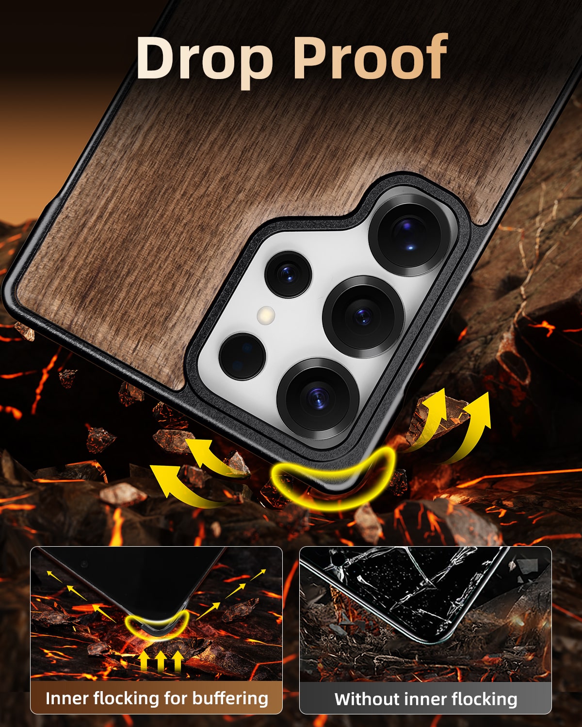 Walnut Wood Aluminum Alloy MagneticFrameless Case For Samsung