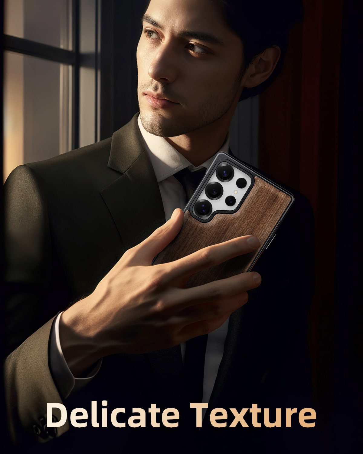 Walnut Wood Aluminum Alloy MagneticFrameless Case For Samsung