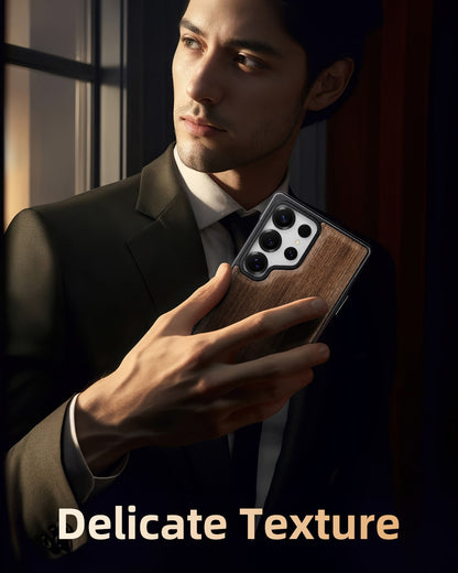 Walnut Wood Aluminum Alloy MagneticFrameless Case For Samsung