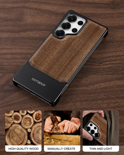 Walnut Wood Aluminum Alloy MagneticFrameless Case For Samsung