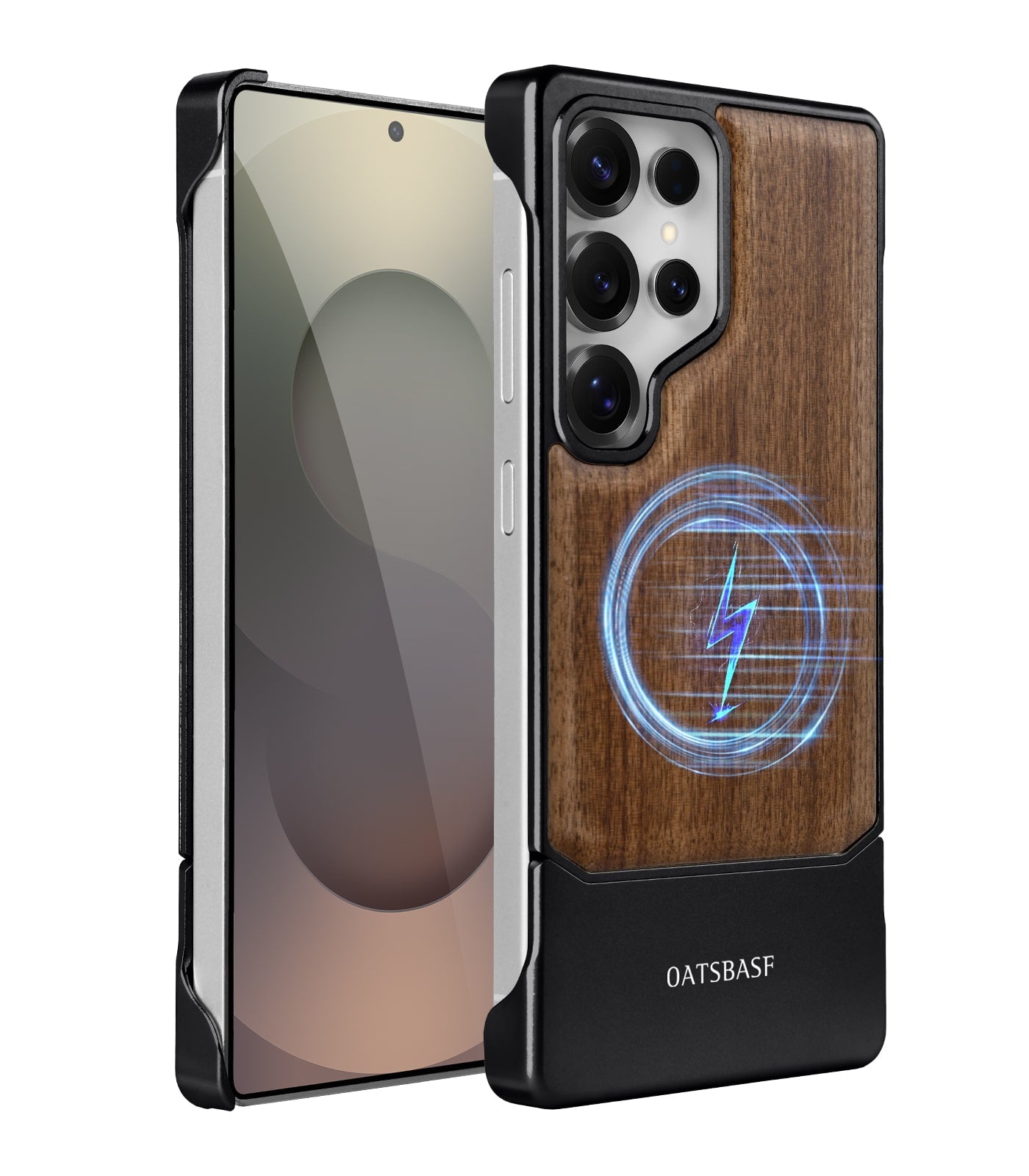 Walnut Wood Aluminum Alloy MagneticFrameless Case For Samsung