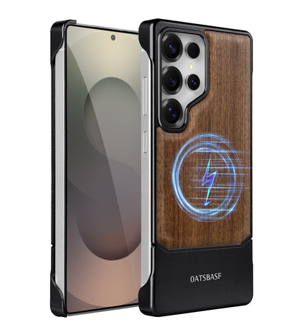 Walnut Wood Aluminum Alloy MagneticFrameless Case For Samsung