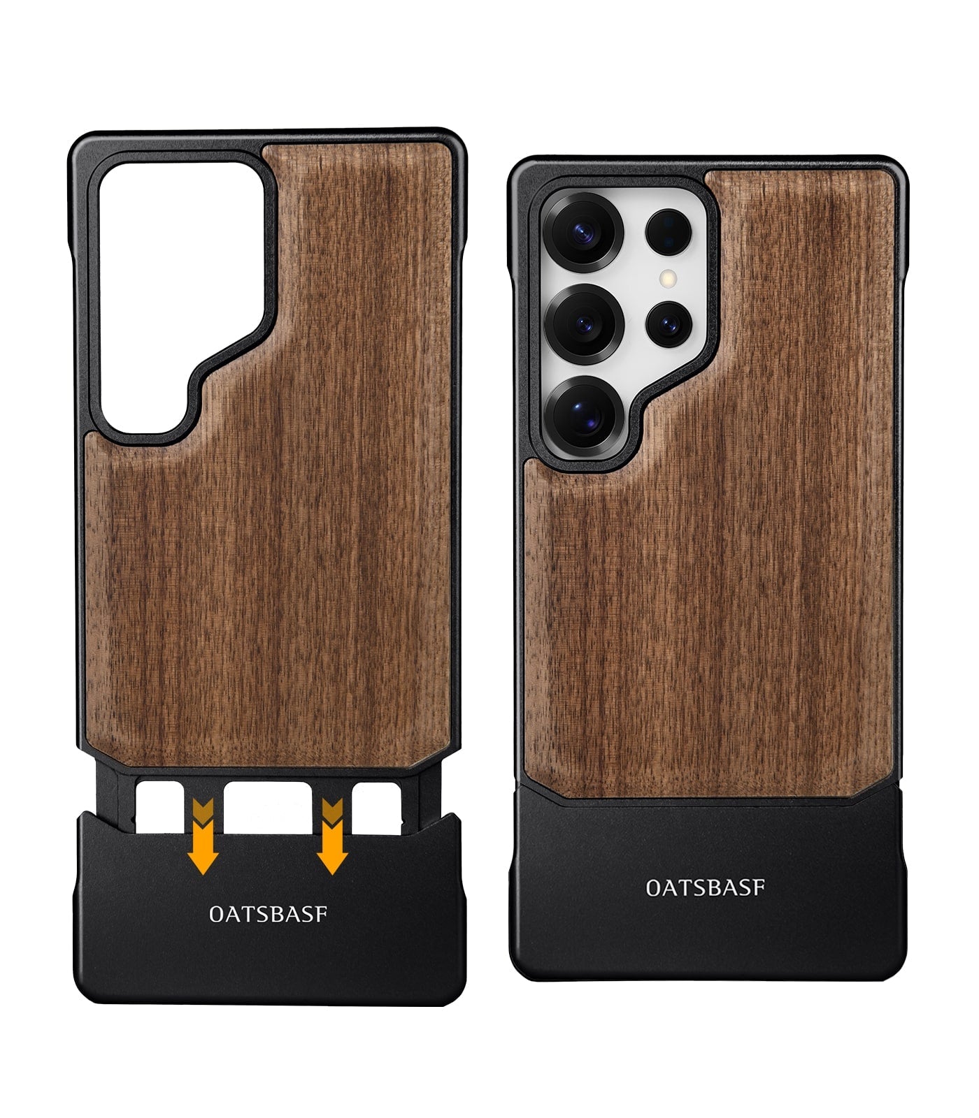 Walnut Wood Aluminum Alloy MagneticFrameless Case For Samsung