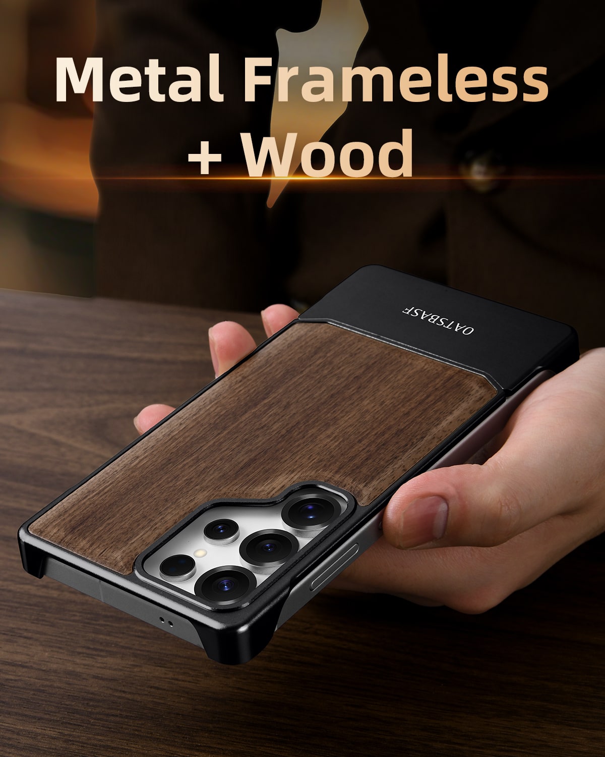 Walnut Wood Aluminum Alloy MagneticFrameless Case For Samsung