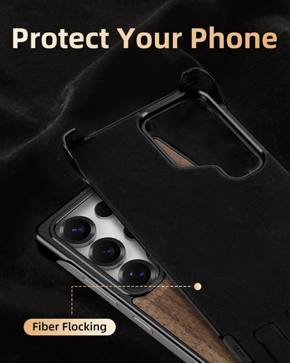 Walnut Wood Aluminum Alloy MagneticFrameless Case For Samsung