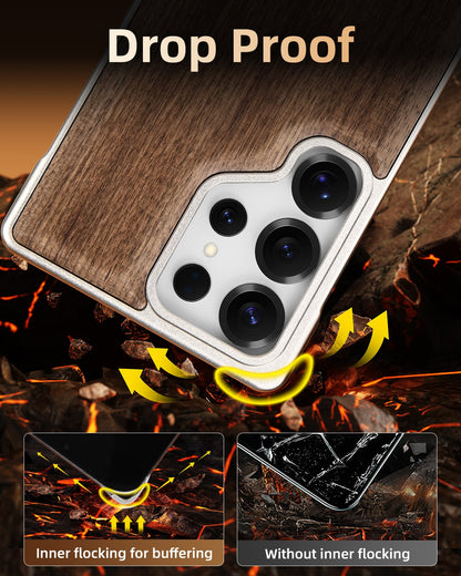 Walnut Wood Aluminum Alloy MagneticFrameless Case For Samsung