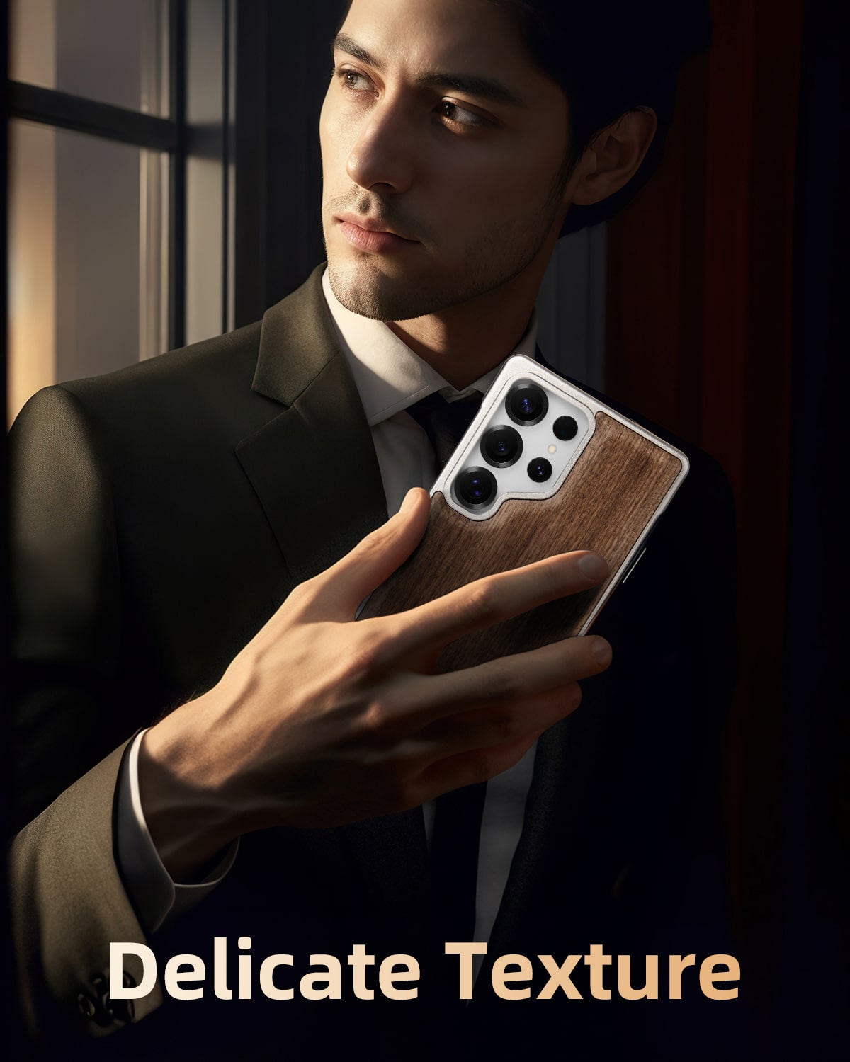 Walnut Wood Aluminum Alloy MagneticFrameless Case For Samsung