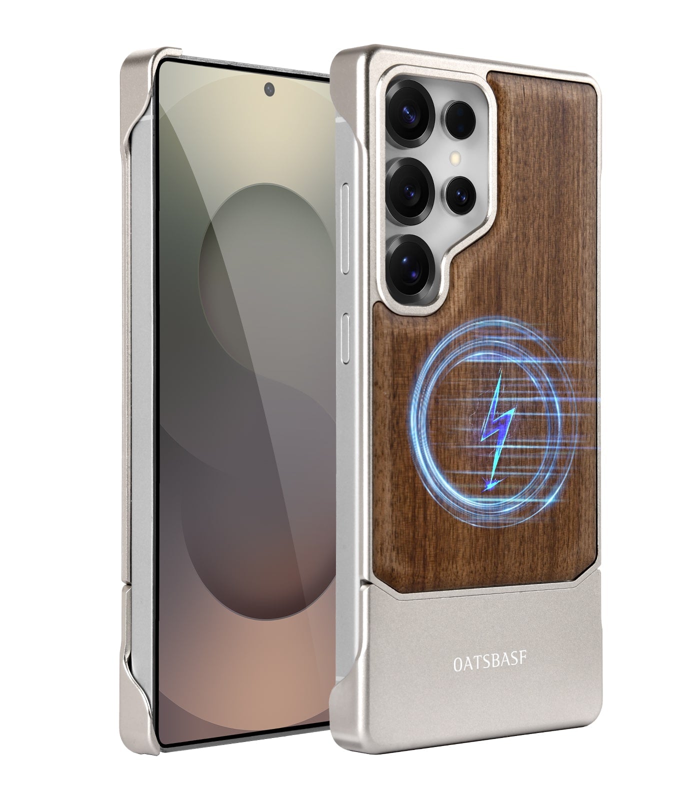 Walnut Wood Aluminum Alloy MagneticFrameless Case For Samsung