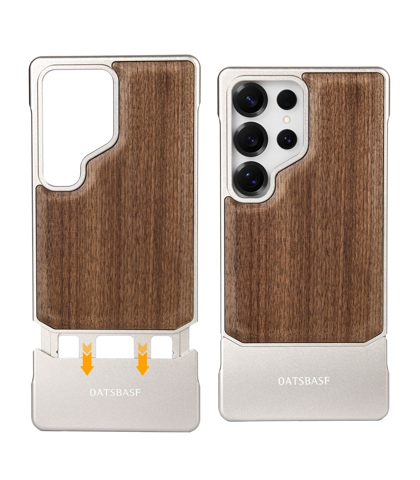 Walnut Wood Aluminum Alloy MagneticFrameless Case For Samsung