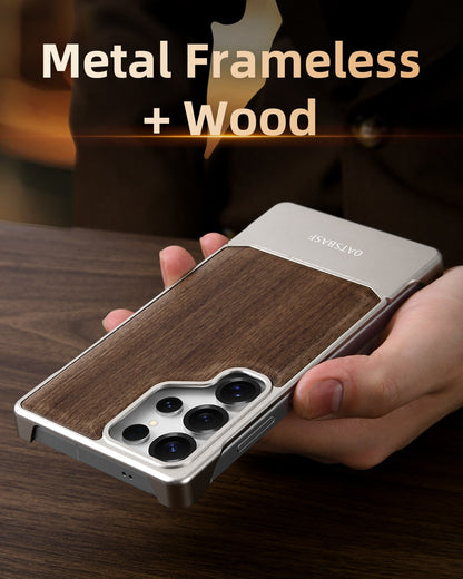 Walnut Wood Aluminum Alloy MagneticFrameless Case For Samsung