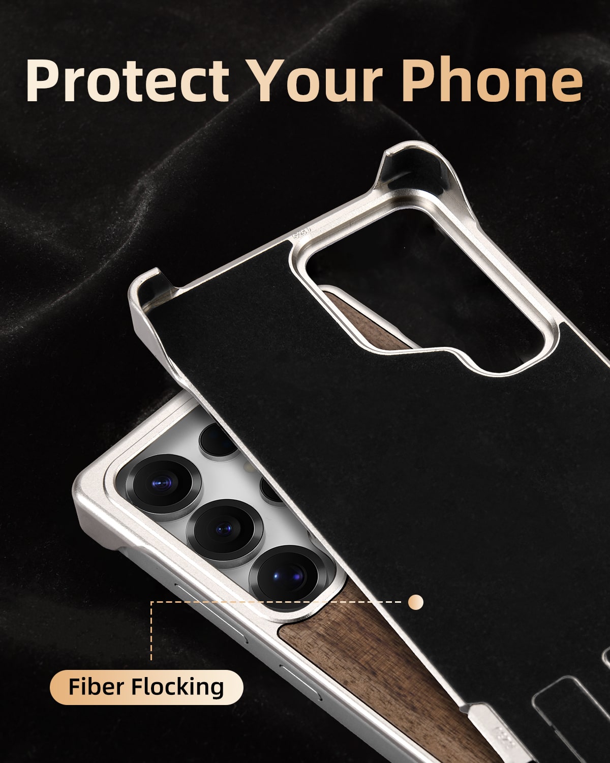 Walnut Wood Aluminum Alloy MagneticFrameless Case For Samsung