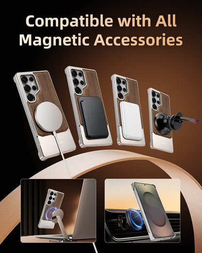 Walnut Wood Aluminum Alloy MagneticFrameless Case For Samsung