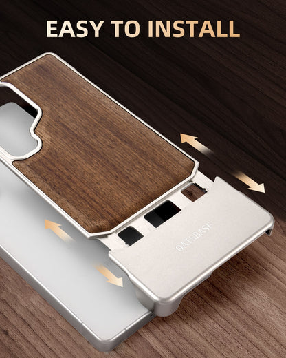 Walnut Wood Aluminum Alloy MagneticFrameless Case For Samsung
